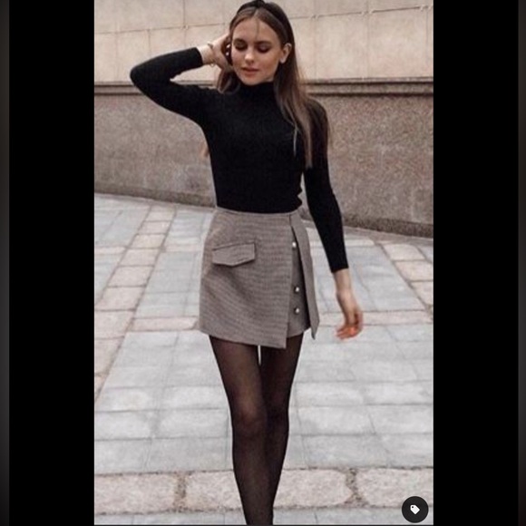 River Island Houndstooth Mini Skirt Sz 10 EUC - Picture 5 of 16